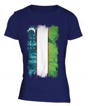 Uzbekistan Grunge Flag Ladies T-Shirt