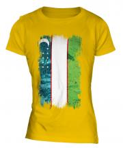 Uzbekistan Grunge Flag Ladies T-Shirt