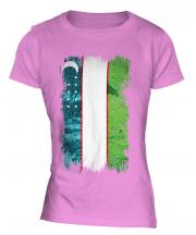 Uzbekistan Grunge Flag Ladies T-Shirt