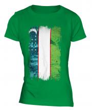 Uzbekistan Grunge Flag Ladies T-Shirt