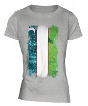 Uzbekistan Grunge Flag Ladies T-Shirt