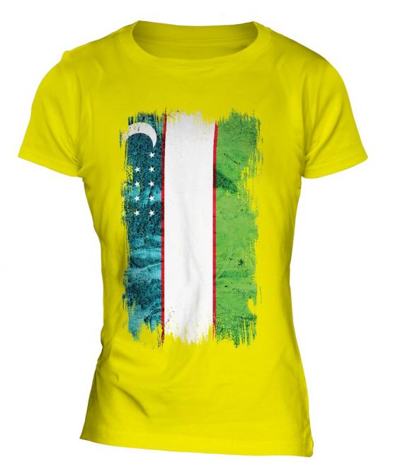Uzbekistan Grunge Flag Ladies T-Shirt