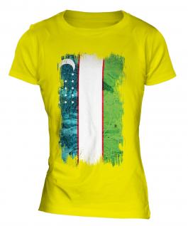 Uzbekistan Grunge Flag Ladies T-Shirt