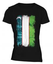 Uzbekistan Grunge Flag Ladies T-Shirt