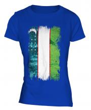 Uzbekistan Grunge Flag Ladies T-Shirt
