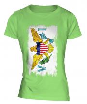 Us Virgin Islands Grunge Flag Ladies T-Shirt