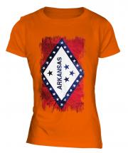 Arkansas State Grunge Flag Ladies T-Shirt