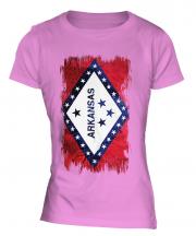 Arkansas State Grunge Flag Ladies T-Shirt