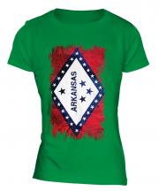 Arkansas State Grunge Flag Ladies T-Shirt