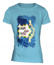 Connecticut State Grunge Flag Ladies T-Shirt