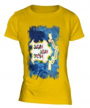 Connecticut State Grunge Flag Ladies T-Shirt