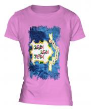 Connecticut State Grunge Flag Ladies T-Shirt
