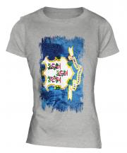 Connecticut State Grunge Flag Ladies T-Shirt