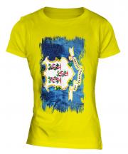 Connecticut State Grunge Flag Ladies T-Shirt