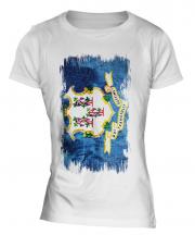 Connecticut State Grunge Flag Ladies T-Shirt