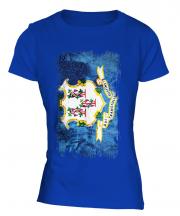 Connecticut State Grunge Flag Ladies T-Shirt