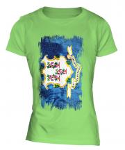 Connecticut State Grunge Flag Ladies T-Shirt