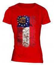 Georgia State Grunge Flag Ladies T-Shirt