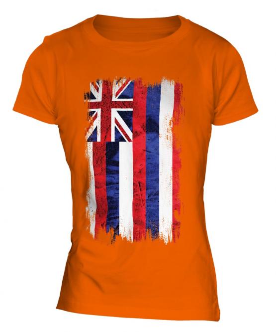 Hawaii State Grunge Flag Ladies T-Shirt