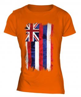 Hawaii State Grunge Flag Ladies T-Shirt