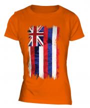 Hawaii State Grunge Flag Ladies T-Shirt