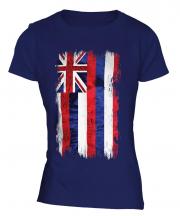 Hawaii State Grunge Flag Ladies T-Shirt