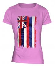 Hawaii State Grunge Flag Ladies T-Shirt