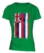Hawaii State Grunge Flag Ladies T-Shirt