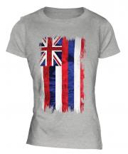 Hawaii State Grunge Flag Ladies T-Shirt