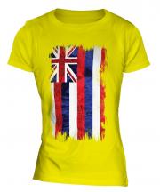 Hawaii State Grunge Flag Ladies T-Shirt
