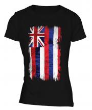 Hawaii State Grunge Flag Ladies T-Shirt