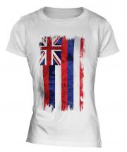 Hawaii State Grunge Flag Ladies T-Shirt