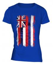 Hawaii State Grunge Flag Ladies T-Shirt