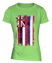 Hawaii State Grunge Flag Ladies T-Shirt