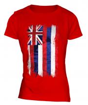 Hawaii State Grunge Flag Ladies T-Shirt