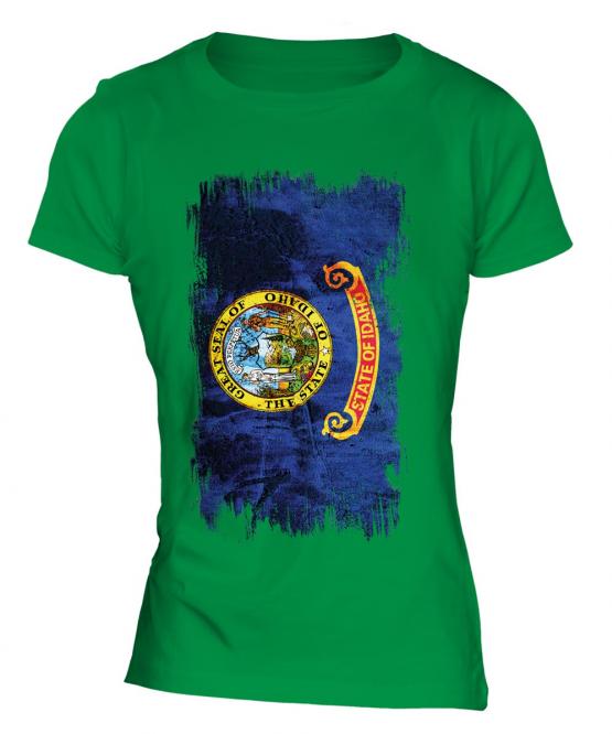 Idaho State Grunge Flag Ladies T-Shirt