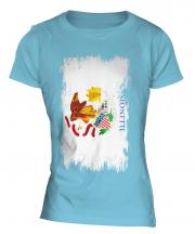 Illinois State Grunge Flag Ladies T-Shirt