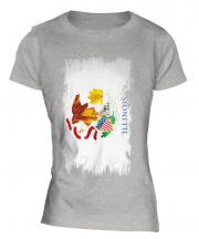 Illinois State Grunge Flag Ladies T-Shirt