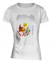 Illinois State Grunge Flag Ladies T-Shirt
