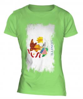 Illinois State Grunge Flag Ladies T-Shirt