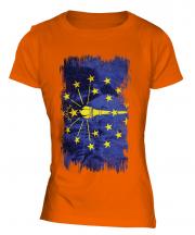 Indiana State Grunge Flag Ladies T-Shirt