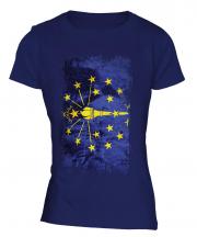 Indiana State Grunge Flag Ladies T-Shirt