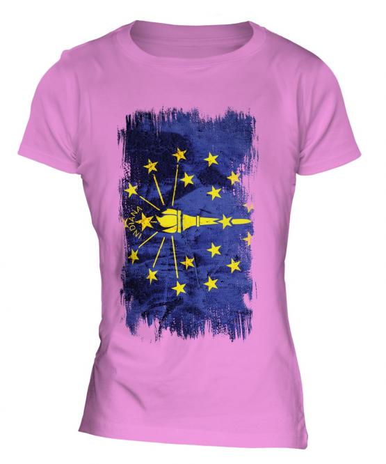 Indiana State Grunge Flag Ladies T-Shirt