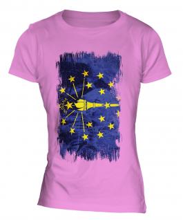 Indiana State Grunge Flag Ladies T-Shirt