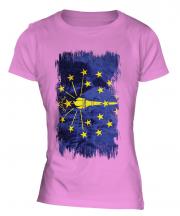 Indiana State Grunge Flag Ladies T-Shirt