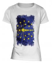 Indiana State Grunge Flag Ladies T-Shirt