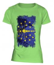 Indiana State Grunge Flag Ladies T-Shirt