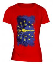 Indiana State Grunge Flag Ladies T-Shirt