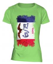 Iowa State Grunge Flag Ladies T-Shirt