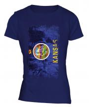 Kansas State Grunge Flag Ladies T-Shirt